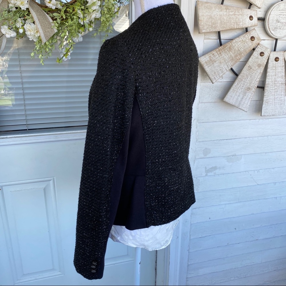 Black Shimmer Tweed One Button Blazer - Picture 4 of 9